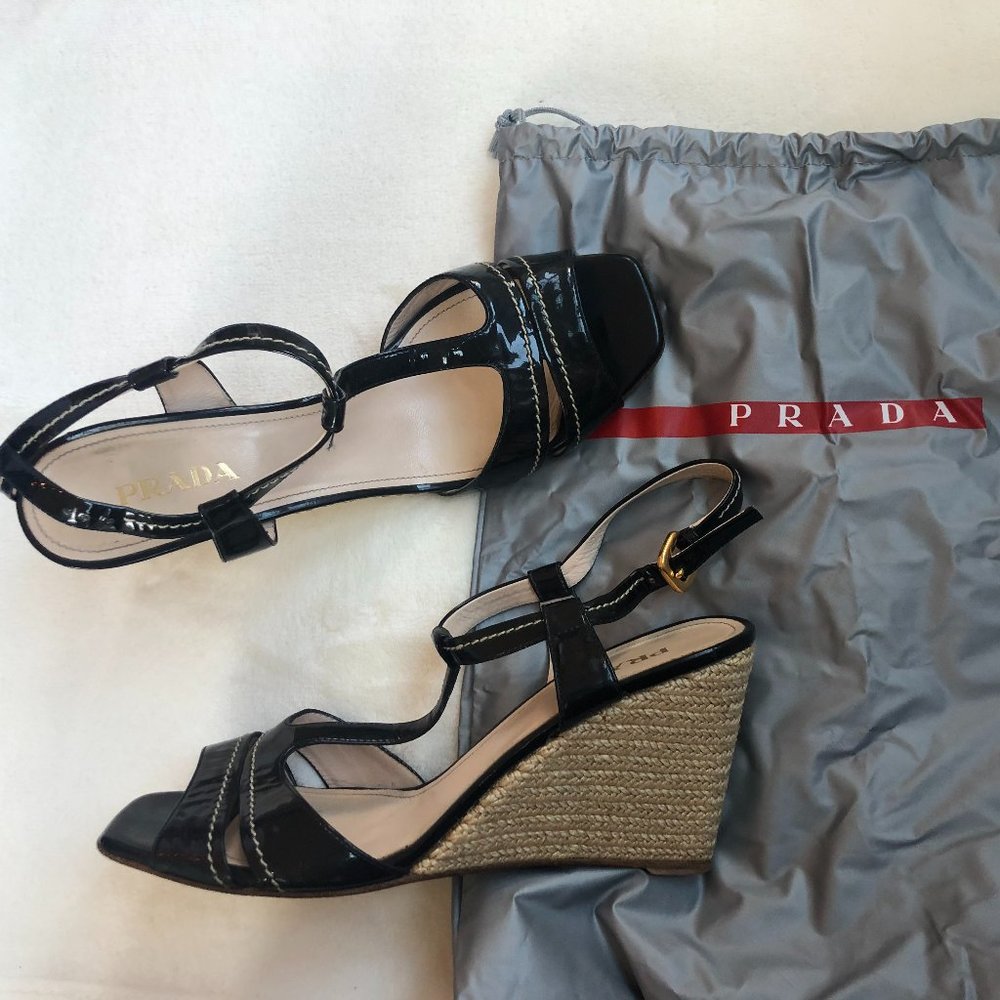Prada black patent leather wedges - Picture 2 of 2